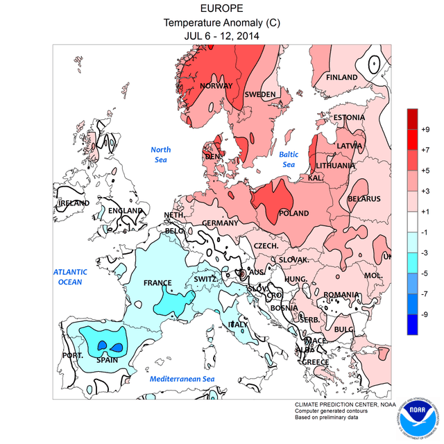 Image d'illustration pour Bilan de la semaine en Europe : plutôt chaude - précipitations contrastées