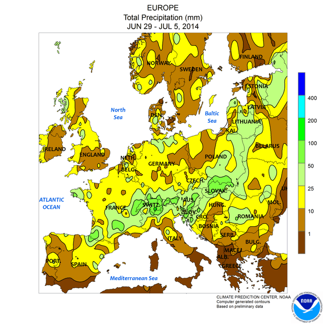 Image d'illustration pour Bilan de la semaine en Europe : plutôt chaude - précipitations contrastées