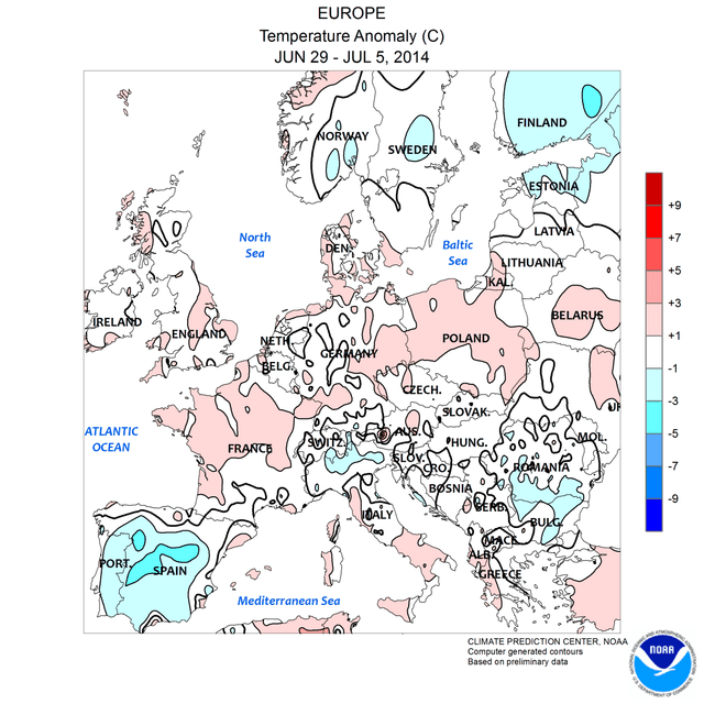 Image d'illustration pour Bilan de la semaine en Europe : plutôt chaude - précipitations contrastées