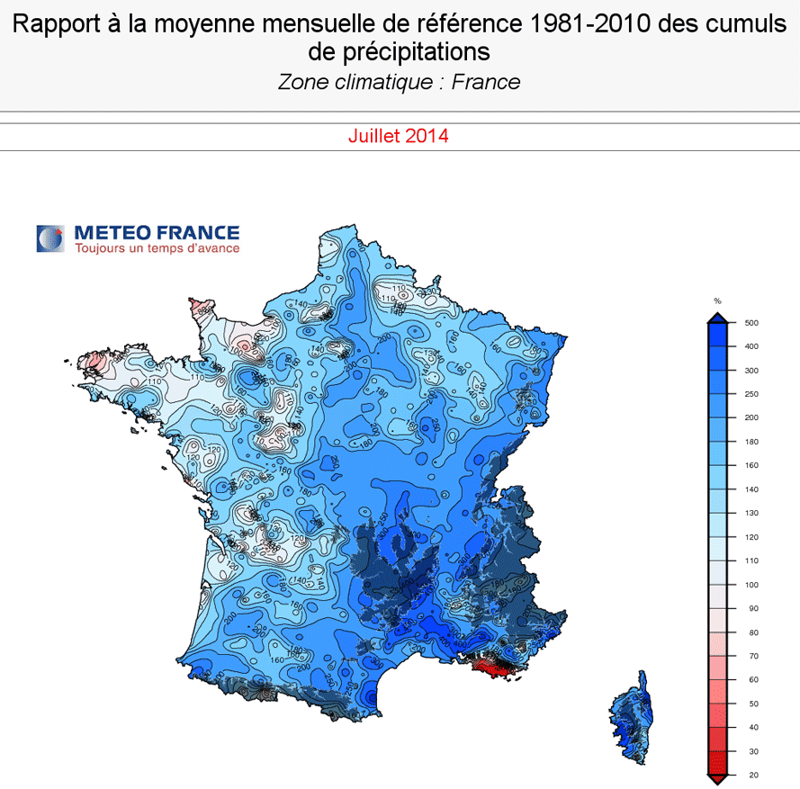 Image d'illustration pour Bilan maussade de juillet 2014 : température, pluviométrie, insolation