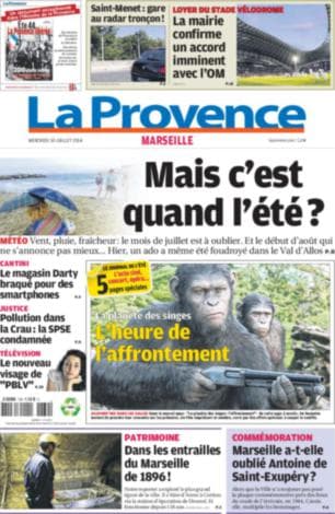 Image d'illustration pour La presse quotidienne régionale fait sa une sur le mauvais temps, sauf...